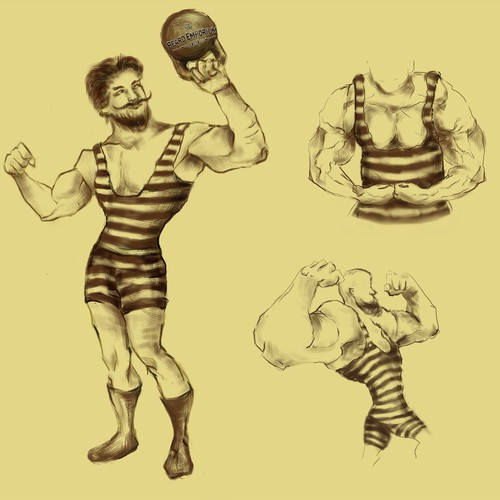 Strongman character design creation for The Beard Emporium.com