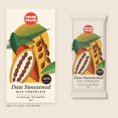 Cocoa Power date-sweetened chocolate bar wrapper