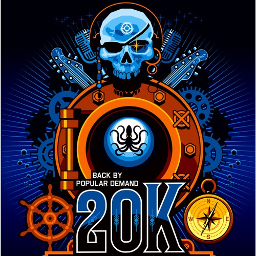 Steampunk-Nautical poster illustration-design