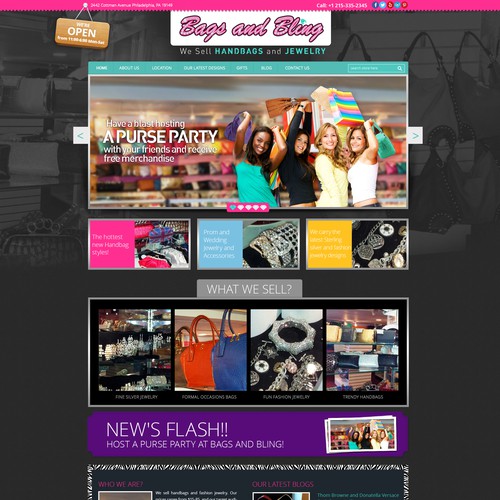 Create a winning homepage web design for Bags and Bling