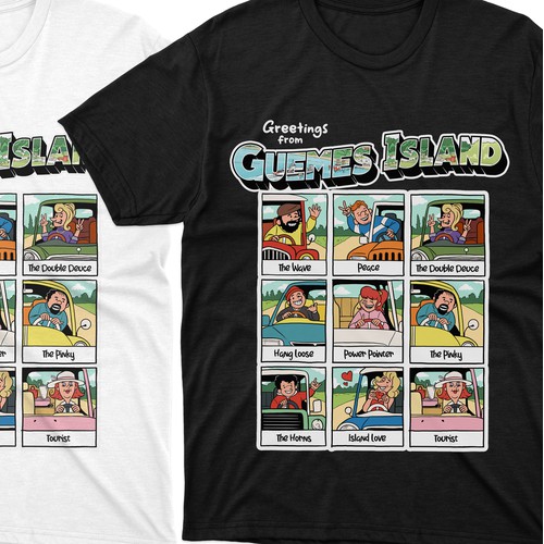 Comic Style T-shirt for Guemes Island