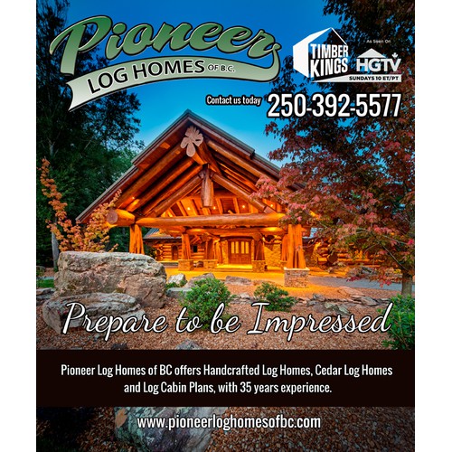Magazine Ad Design showcasing our luxury log homes