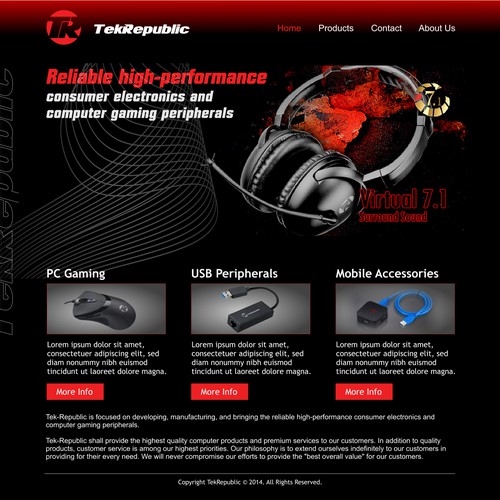 Create a awesome website landing page for awesome consumer electronics company!