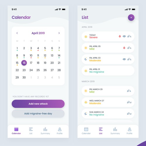 Migraine app design