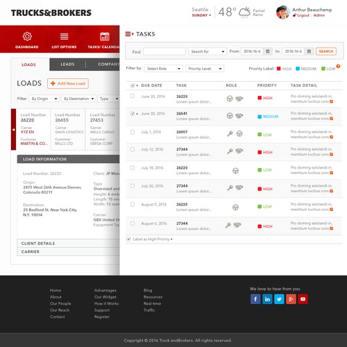 Create a long-haul trucking broker website/app