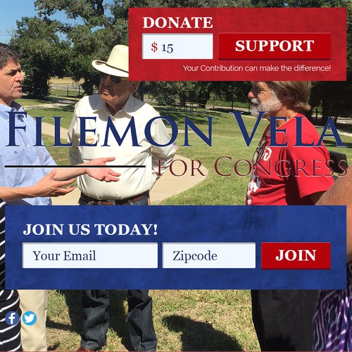 Landing page design for US Politician - Filemon Vela