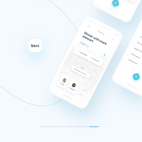 Clean and modern design for blueskyme mobile app