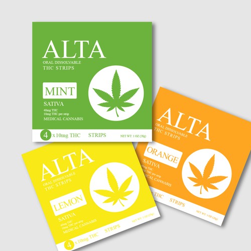 packaging design of oral dissolvable THC/CBD strips.