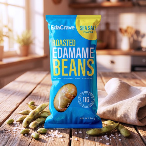 Modern Snack Packaging for Roasted Edamame Beans