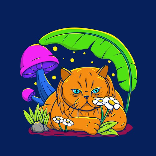 Psychedelic cat illustration