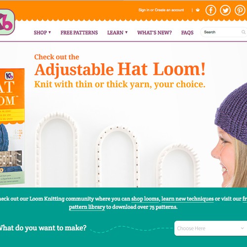 Create a website banner for knitting site.