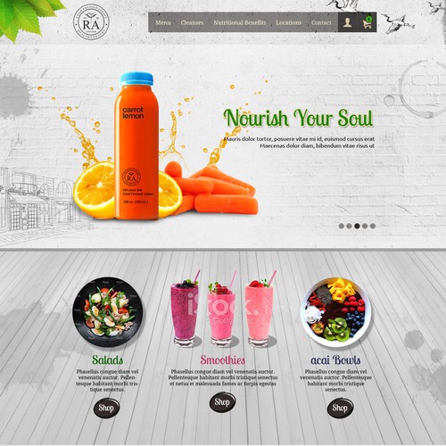 Home page design for Juice Bar