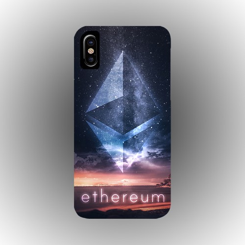 Phone case design featuring the ethereum logo