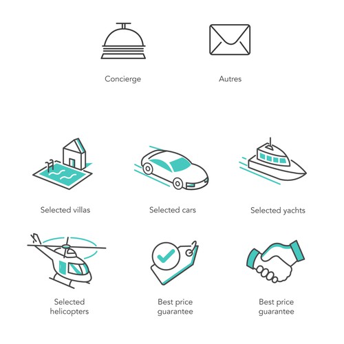 Pack of icons for a luxury travel site