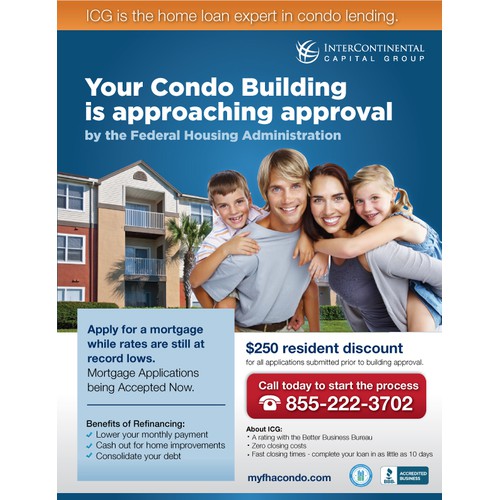 Create a sleek Condo flyer for Intercontinental Capital