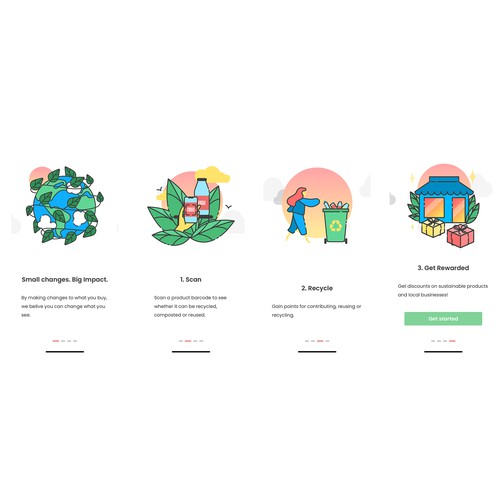 App onboarding illustrations for recycling app