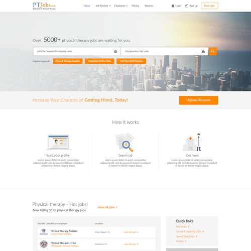 Website designs for PTJobs.com