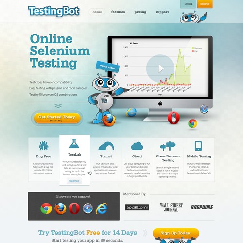 website design for TestingBot - Online Browser
