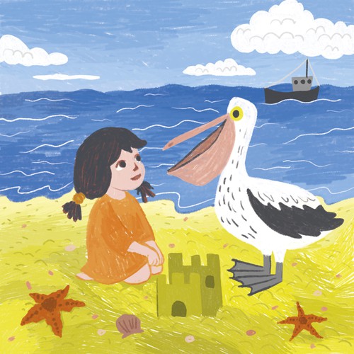Girl and pelican