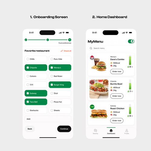 Restaurant app with personalized meal recommendations