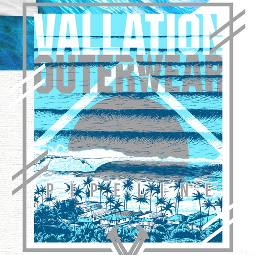 Hand drawn Surf Design for Vallation Outwear