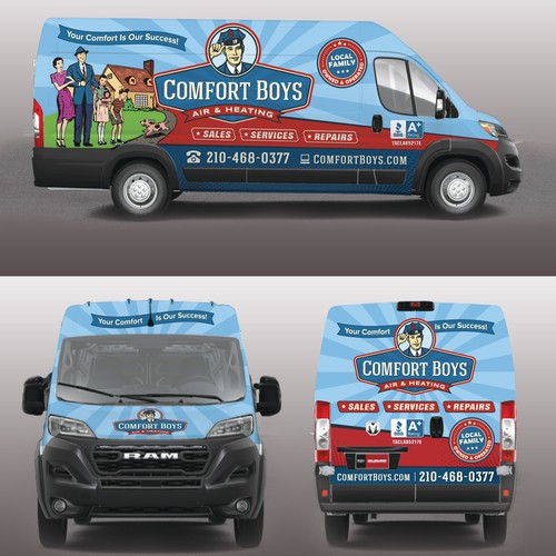 Retro, Vintage Style Car Wrap Design For HVAC Company in USA