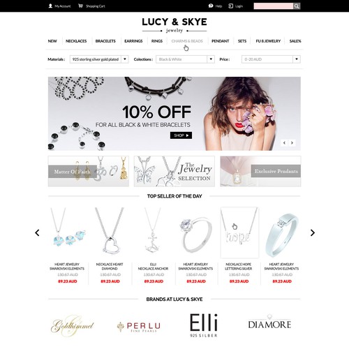 Create a new website for a sterling silver jewelry brand