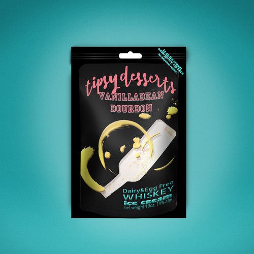 Fun and colourful packaging for Tipsy Dessert Ice Cream. 