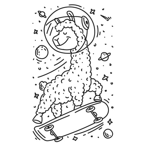 Space llama illustration