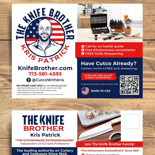 Postcard design for Cutlery and Kitchen Enthusiasts