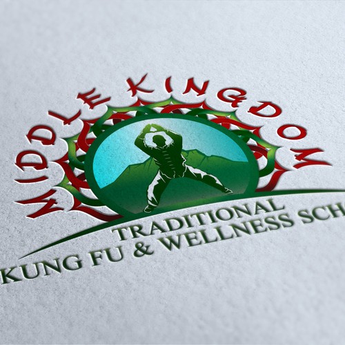 Create a brand new and exciting logo for 'Middle Kingdom' a traditional kung fu school in China.