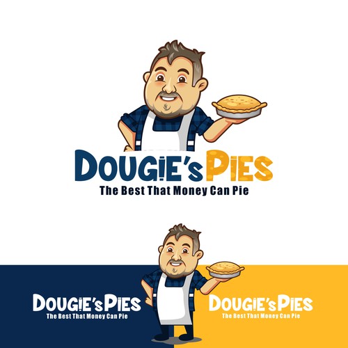 A fun mascot caricature design for a pie selling business 