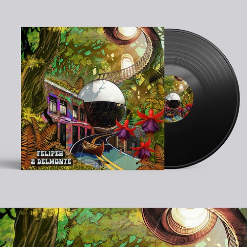 Surreal Mystical Forest-Architecture-Fusion-Mix Album Cover Illustration