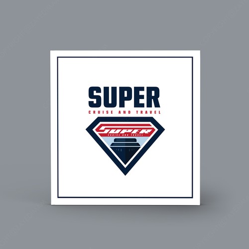Super man concept logo for cruise travel company