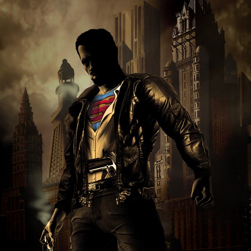 Create a Superhero graphic novel cover for a dramatic novel