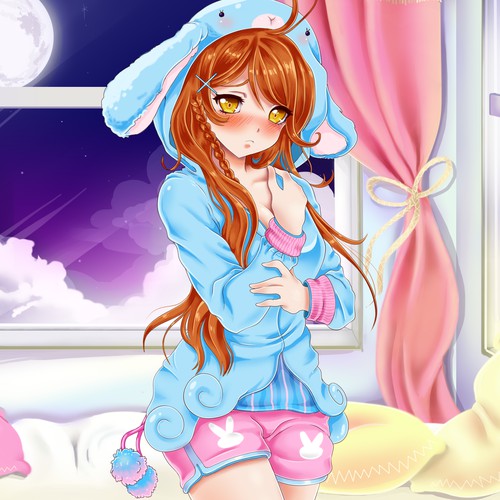 Beautifull anime girl in pijamas