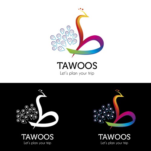 Concept de logo pour "Tawoos", une application pour prévoir son prochain voyage.