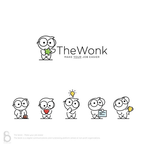 Logo and character designs for 'The Wonk'