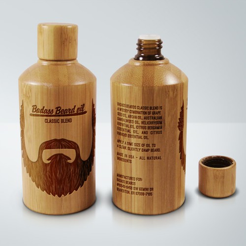 Create a manly design for badass beard oil