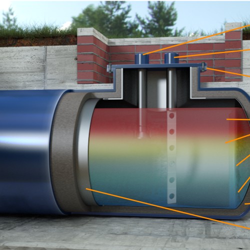 3d rendering of a tank with a isolation and a liner