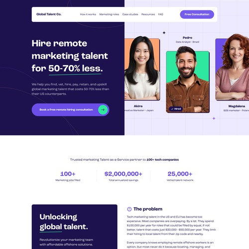 Modern and vibrant website design for recruiting firm