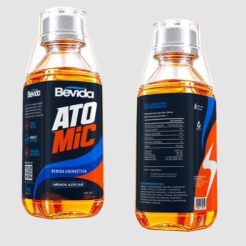 Modern and dynamic label design for energy drink