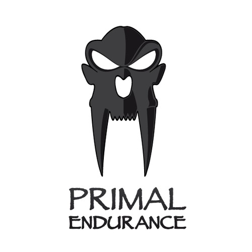 A symbolic logo to embody "Primal" for Primal Endurance (eg Sabertooth skull)