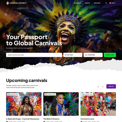 Web design of festival curation website with content heavy detail page