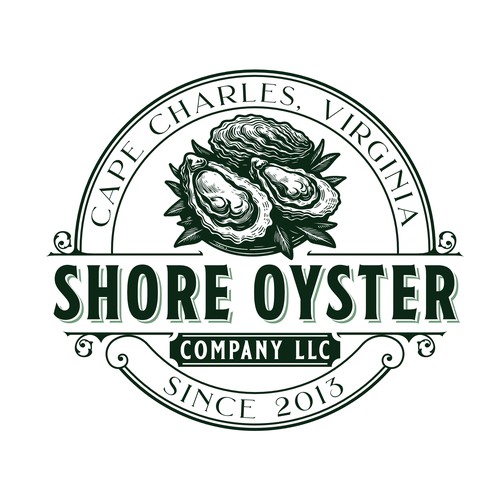 Vintage Hand Drawn Emblem Logo for Shore Oyster
