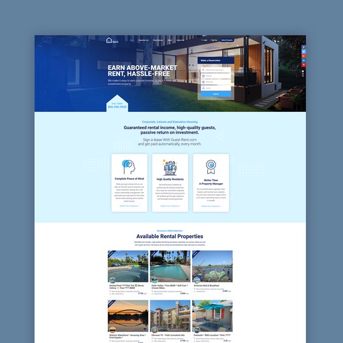 GuestRent property management website % Web App