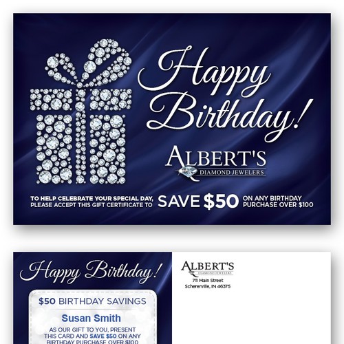 Postcard for Albert's Diamond Jewelers