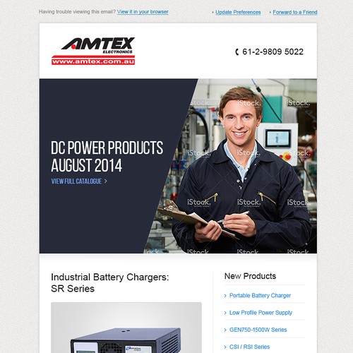E-newsletter template for industrial electronics company