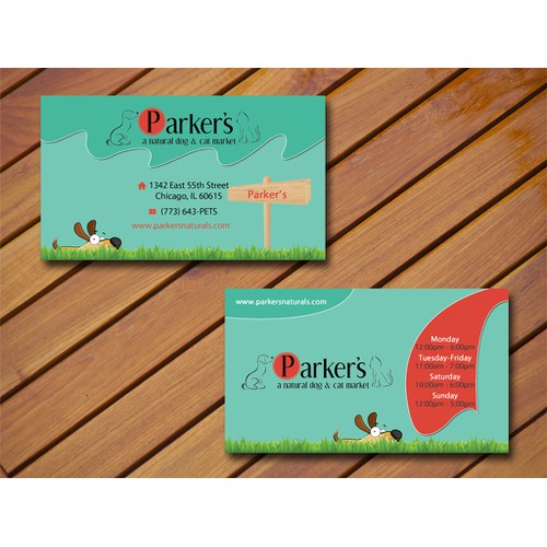 Parker's, a Natural Dog & Cat Market needs a new business card!