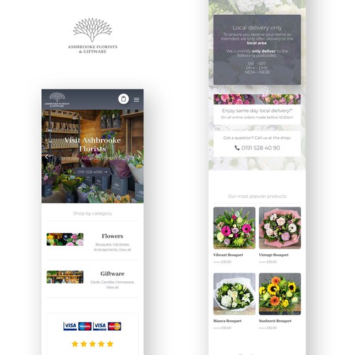 Responsive web page design for local Florists.